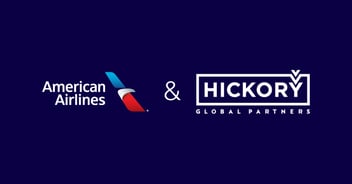 American Airlines and Hickory Global Partners company logos displayed on dark purple background.