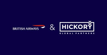 British Airways and Hickory Global Partners company logos displayed on dark purple background.