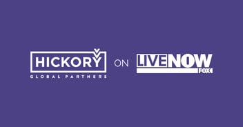 The Hickory Global Partners & yahoo! LiveNow from Fox logos on a field of bright purple