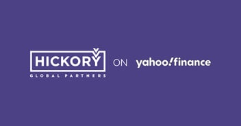 The Hickory Global Partners & yahoo! finance logos on a field of bright purple