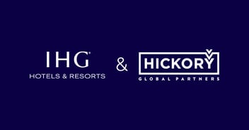 IHG and Hickory Global Partners company logos displayed on dark purple background.