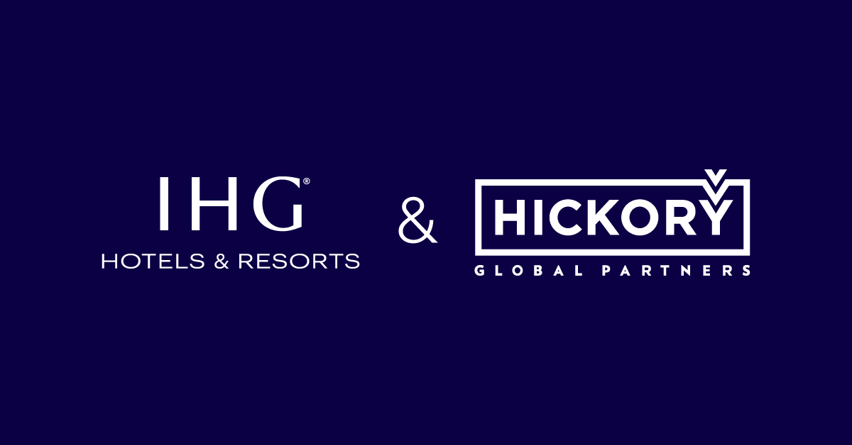 IHG and Hickory Global Partners company logos displayed on dark purple background.